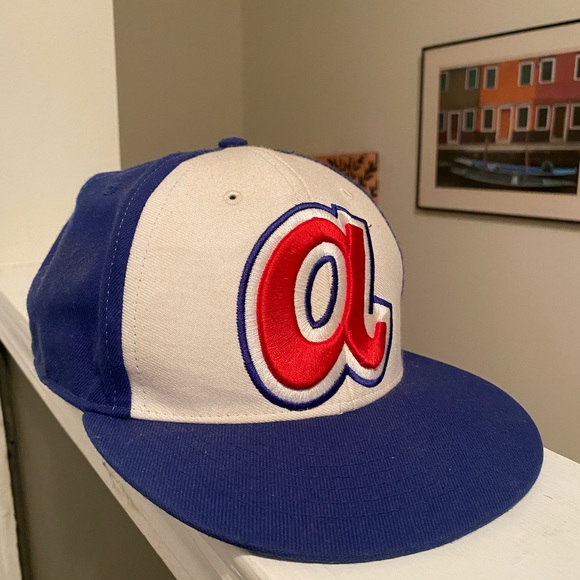 Atlanta Braves 1974 Cooperstown Collection Blue & Red Vintage Lowercase A Hat - Picture 4 of 7